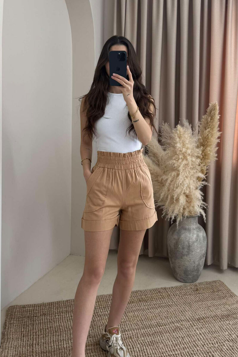 TWO POCKET ONE COLOR WOMAN SHORTS BROWN/KAFE - 2