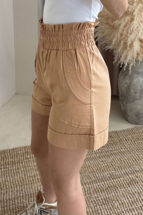 TWO POCKET ONE COLOR WOMAN SHORTS BROWN/KAFE - 4