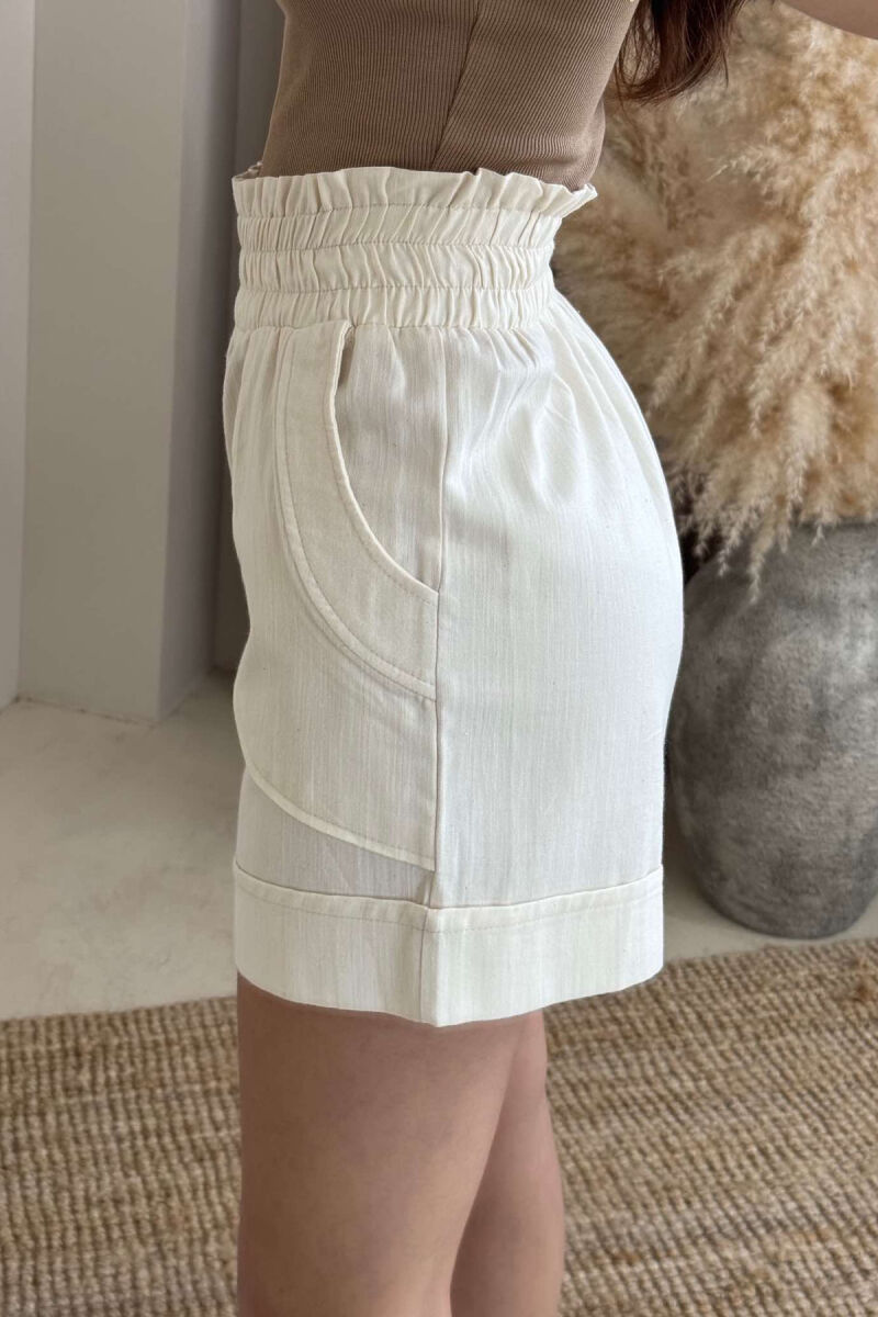 TWO POCKET ONE COLOR WOMAN SHORTS CREAM/KREM - 3