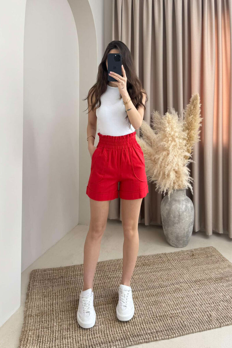 TWO POCKET ONE COLOR WOMAN SHORTS RED/E KUQE - 1