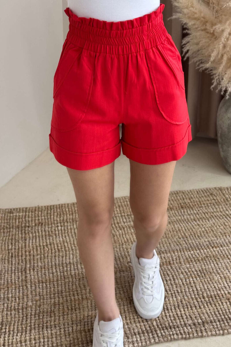TWO POCKET ONE COLOR WOMAN SHORTS RED/E KUQE - 2
