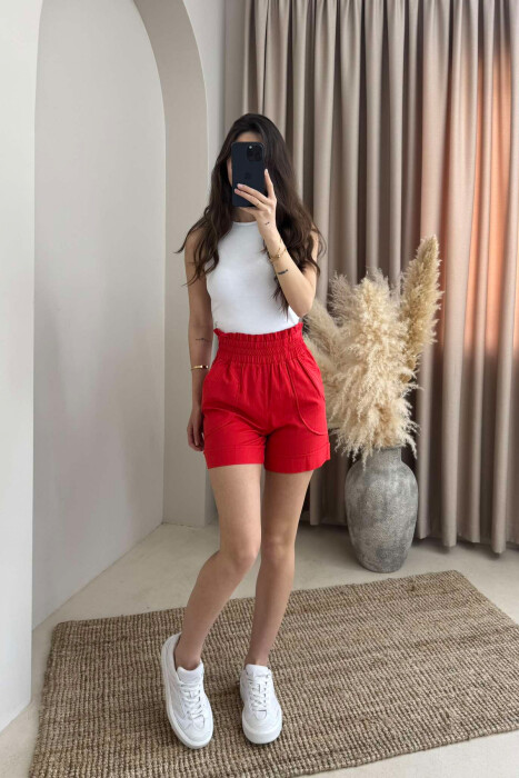 TWO POCKET ONE COLOR WOMAN SHORTS RED/E KUQE - 4