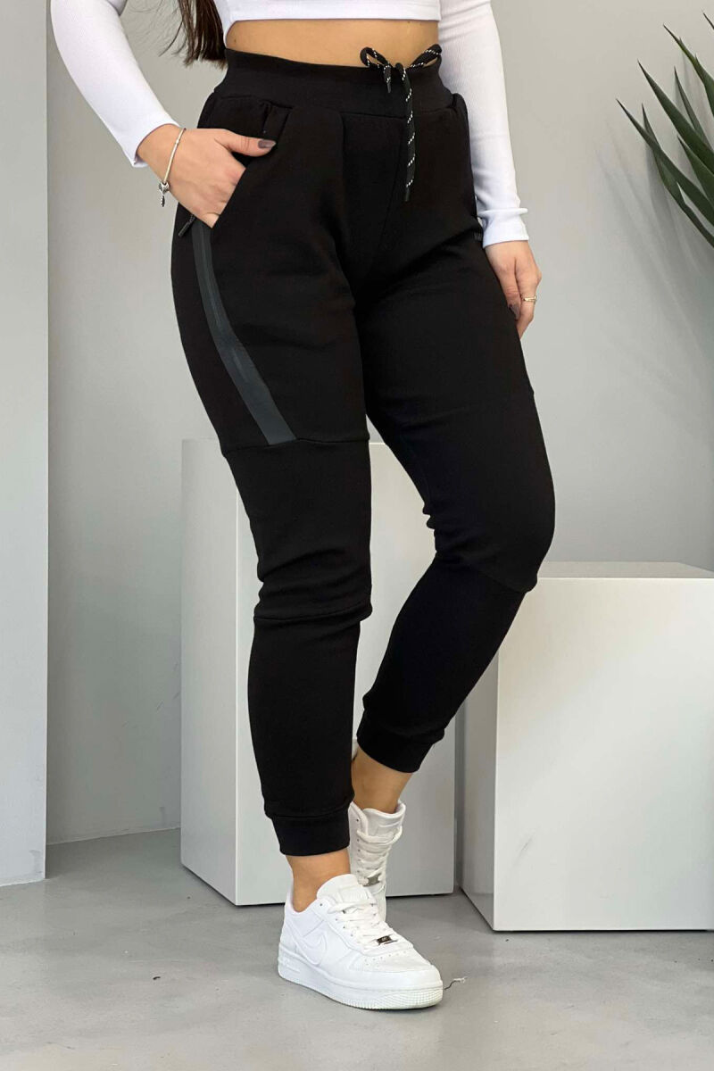 TWO POCKET WOMEN SWEATPANTS BLACK/ E ZEZE - 1