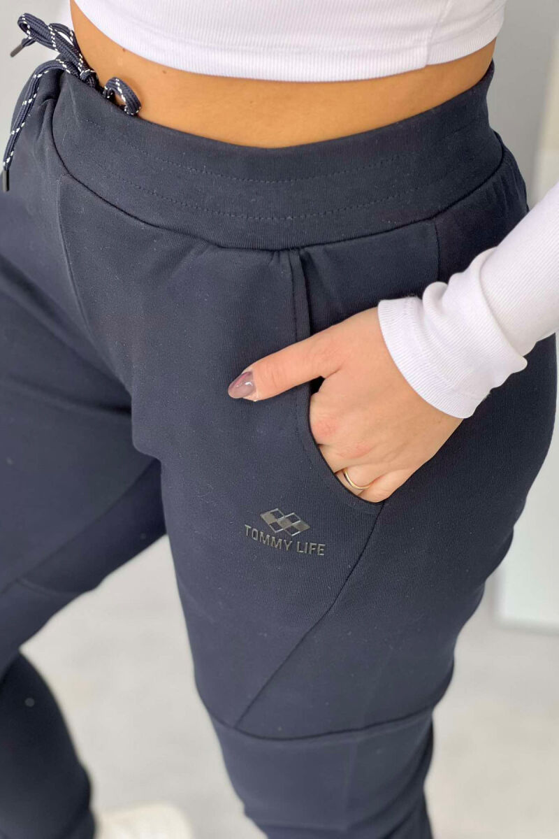 TWO POCKET WOMEN SWEATPANTS DARK BLUE/BEE - 2