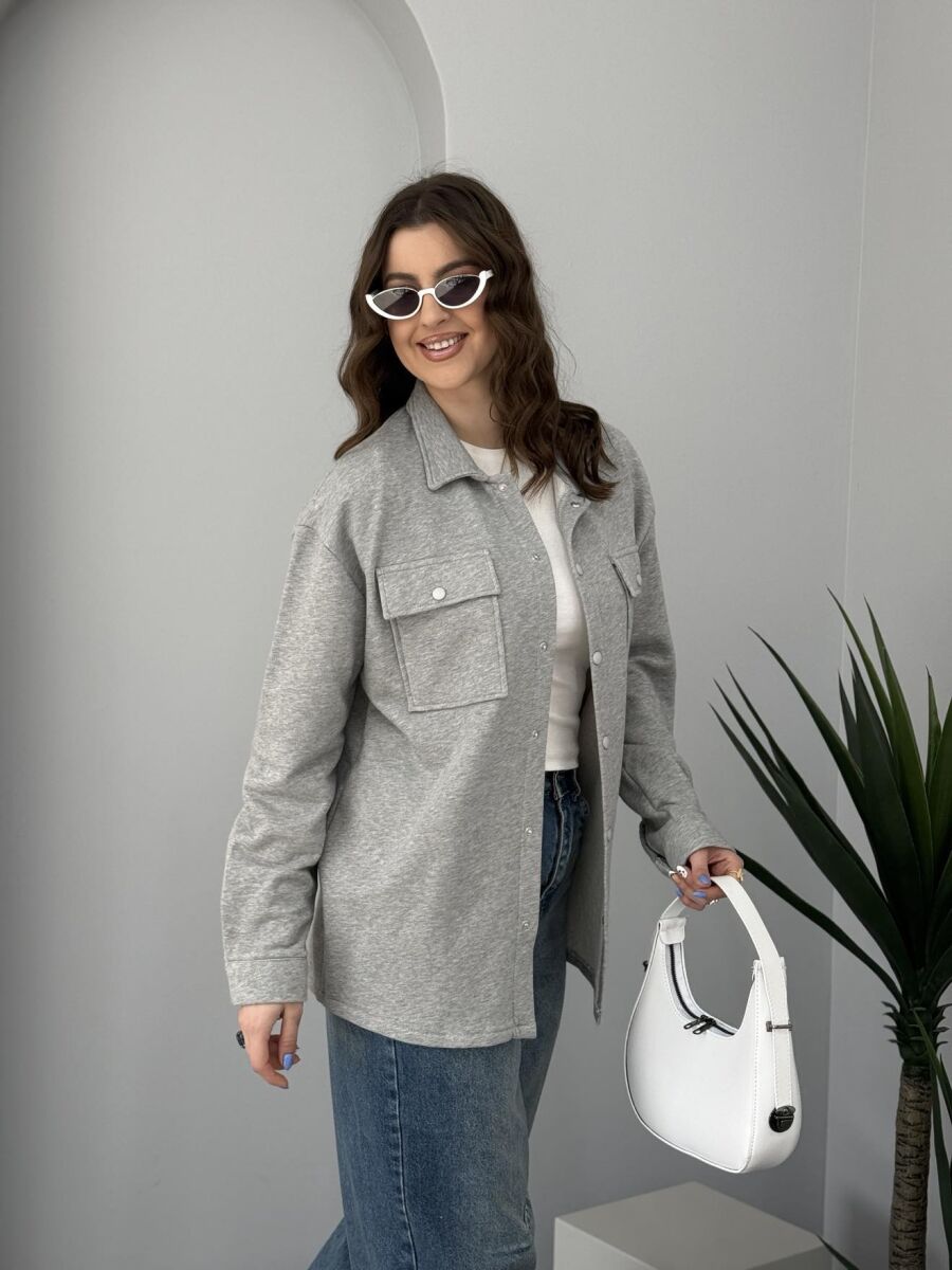 TWO POCKETS BUTTONED WOMEN JACKET GREY/GRI - 4