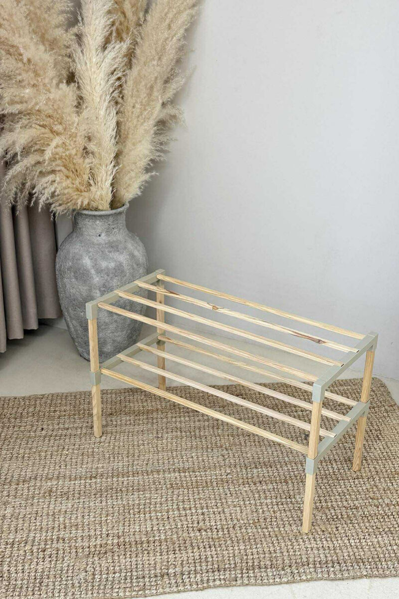 TWO TIER WOODEN SHOES SHELF BEIGE/BEZHE - 5