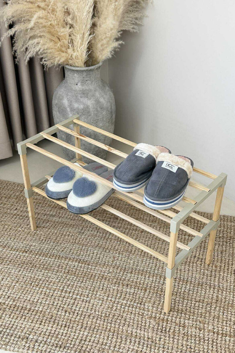 TWO TIER WOODEN SHOES SHELF BEIGE/BEZHE - 7