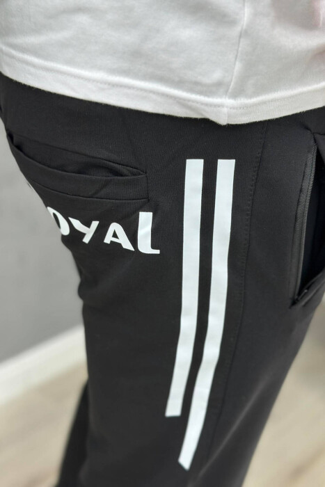 TWO WHITE LINES COTTON MEN SWEATPANTS BLACK/ E ZEZE - 2