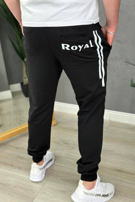 TWO WHITE LINES COTTON MEN SWEATPANTS BLACK/ E ZEZE - 4