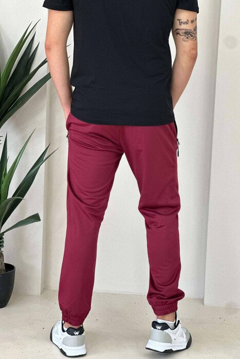 TWO ZIPPER SIMPLE MAN SWEATPANTS BURGUNDY/VISHNJE - 2