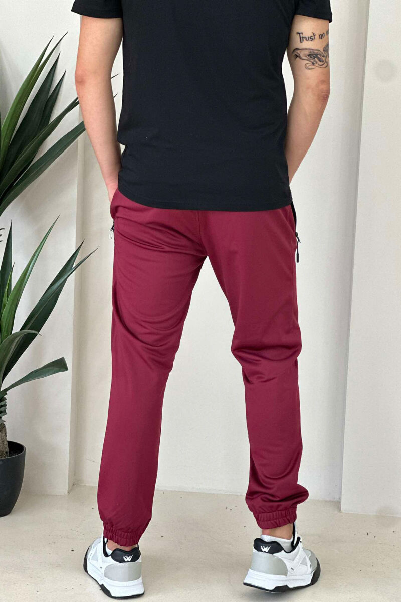 TWO ZIPPER SIMPLE MAN SWEATPANTS BUYRDGUNDY/VISHNJE - 2