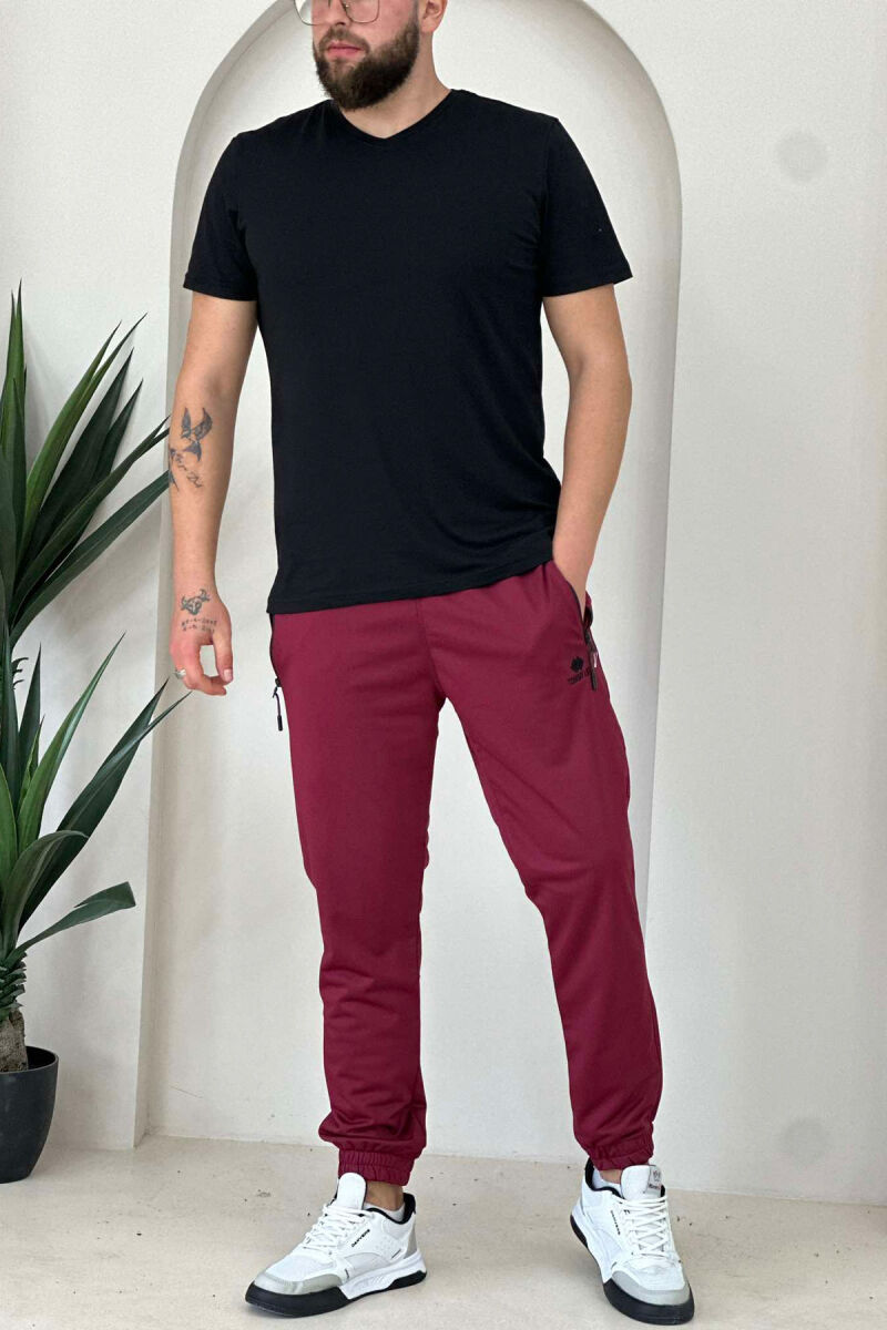 TWO ZIPPER SIMPLE MAN SWEATPANTS BUYRDGUNDY/VISHNJE - 3