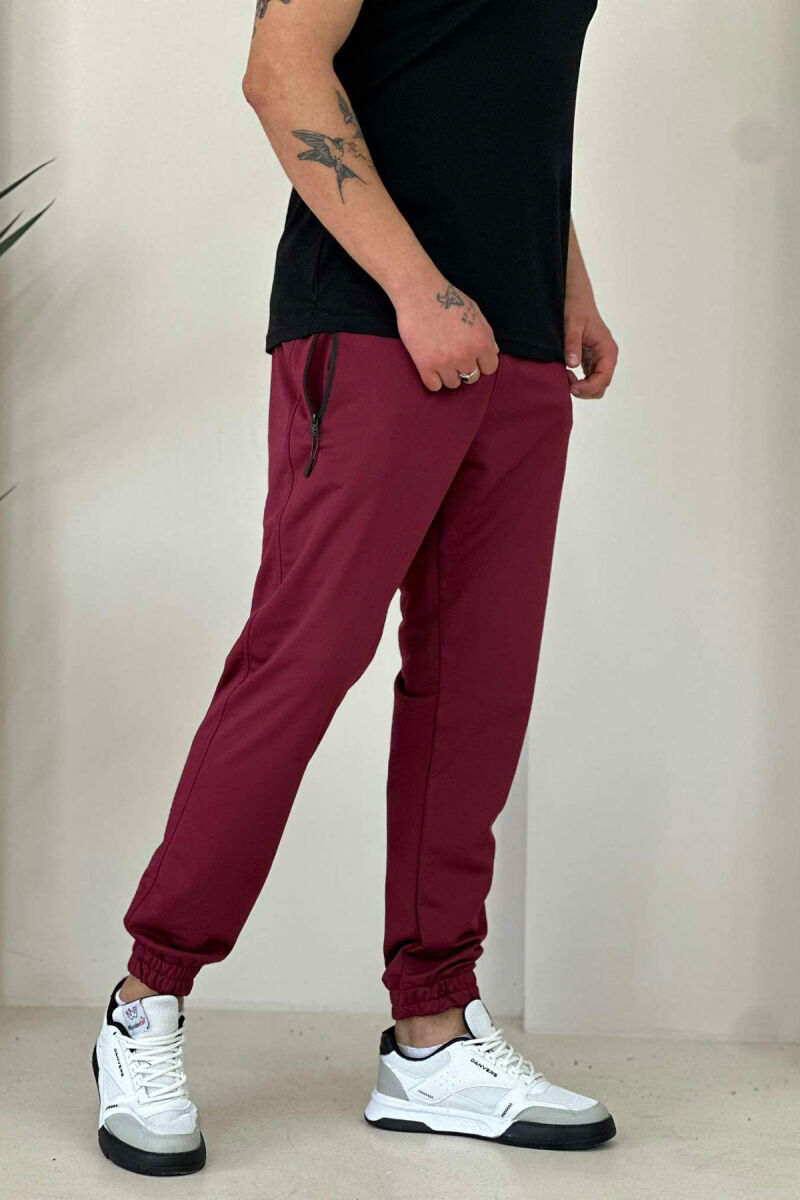 TWO ZIPPER SIMPLE MAN SWEATPANTS BUYRDGUNDY/VISHNJE - 4