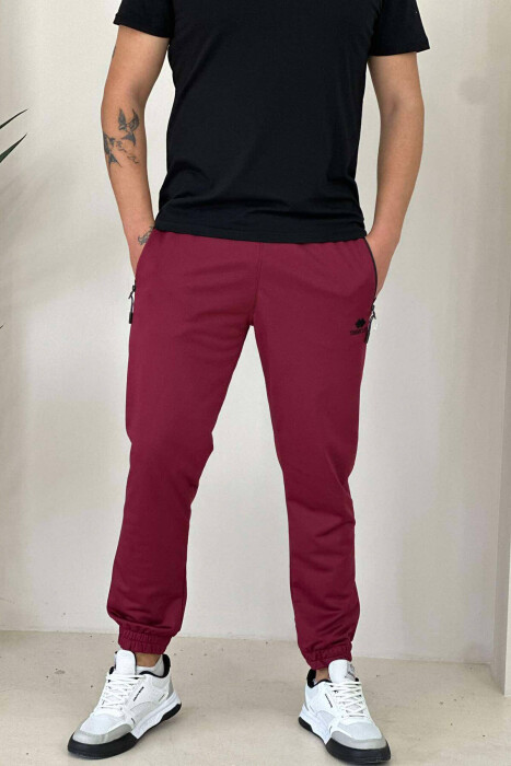 TWO ZIPPER SIMPLE MAN SWEATPANTS BURGUNDY/VISHNJE - 5