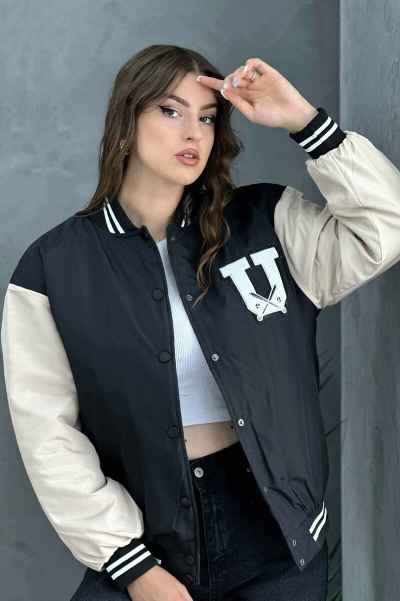 U LOGO BOMBER WOMEN JACKET BLACK/ E ZEZE - 1