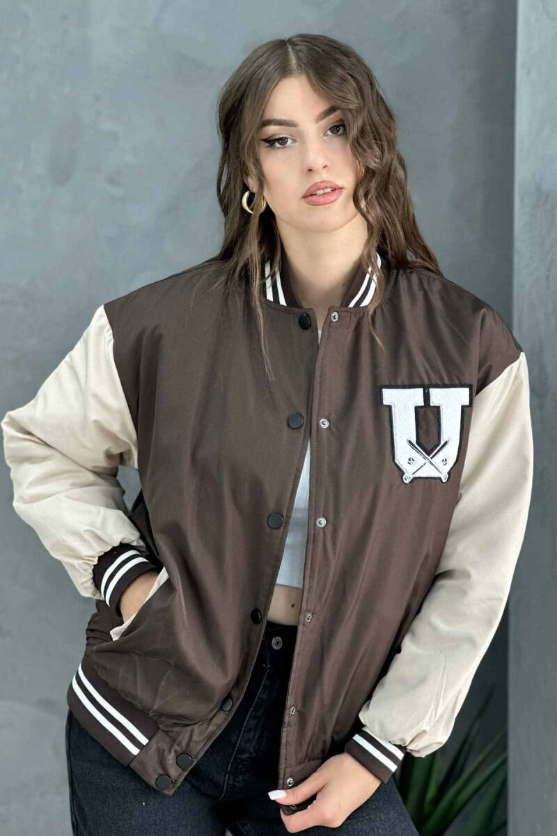 U LOGO BOMBER WOMEN JACKET BROWN/KAFE - 1