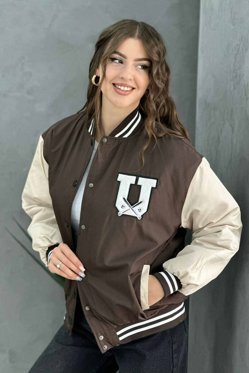 U LOGO BOMBER WOMEN JACKET BROWN/KAFE - 2