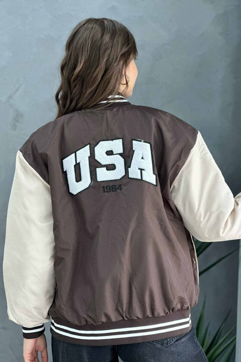 U LOGO BOMBER WOMEN JACKET BROWN/KAFE - 3