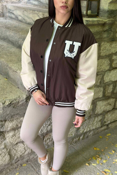 U LOGO BOMBER WOMEN JACKET BROWN/KAFE - 2