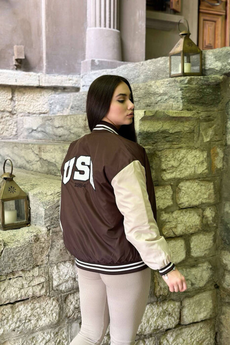 U LOGO BOMBER WOMEN JACKET BROWN/KAFE - 4