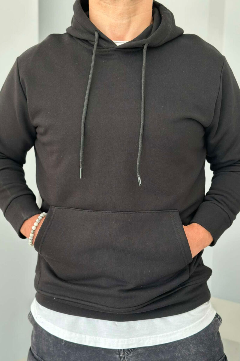 UNISEX ONE COLOR SIMPLE HOODIE BLACK/ E ZEZE - 5