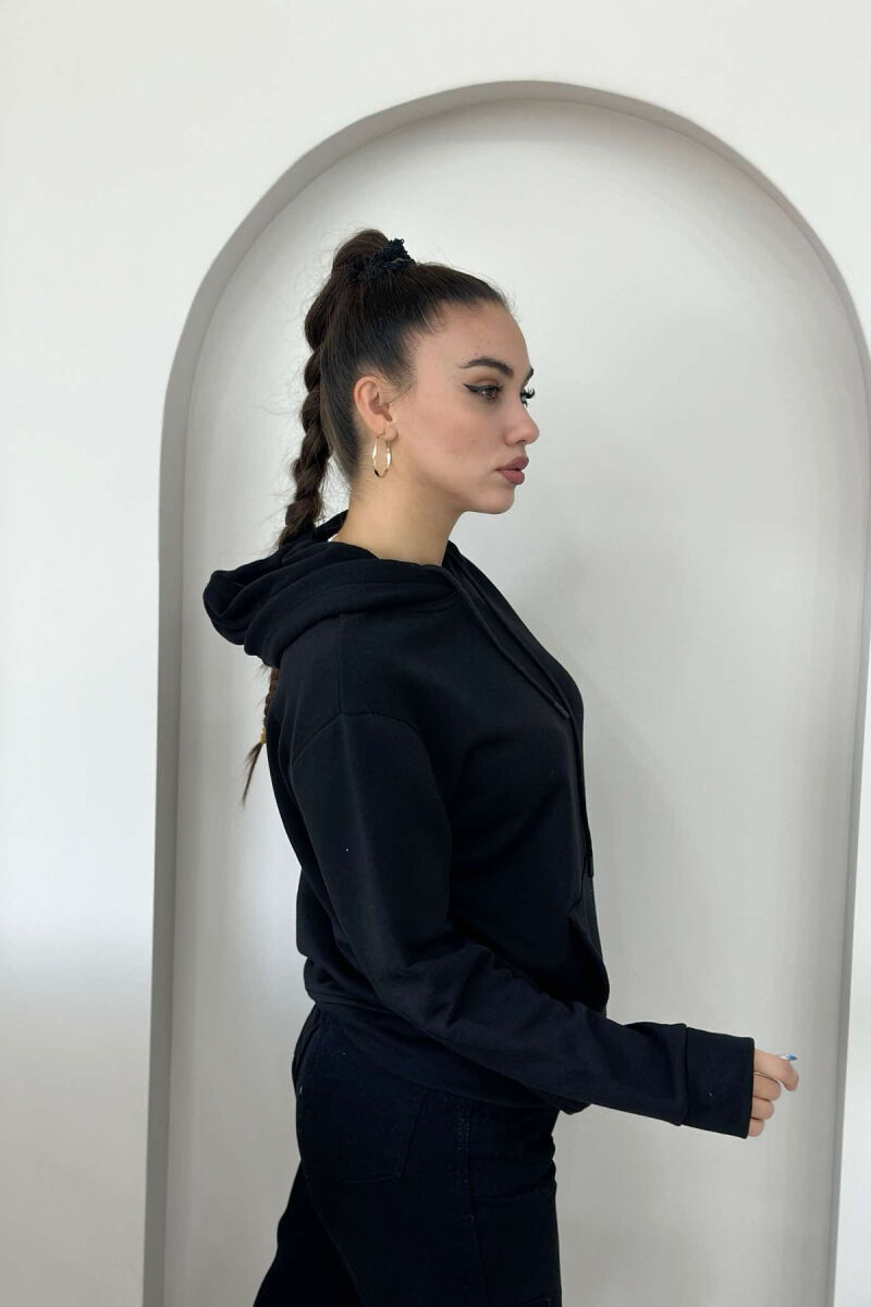 UNISEX ONE COLOR SIMPLE HOODIE BLACK/ E ZEZE - 4