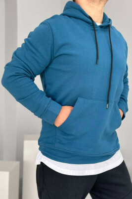 UNISEX ONE COLOR SIMPLE HOODIE BLUE STONE/GK 