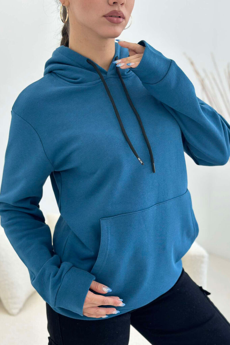 UNISEX ONE COLOR SIMPLE HOODIE BLUE STONE/GK - 6