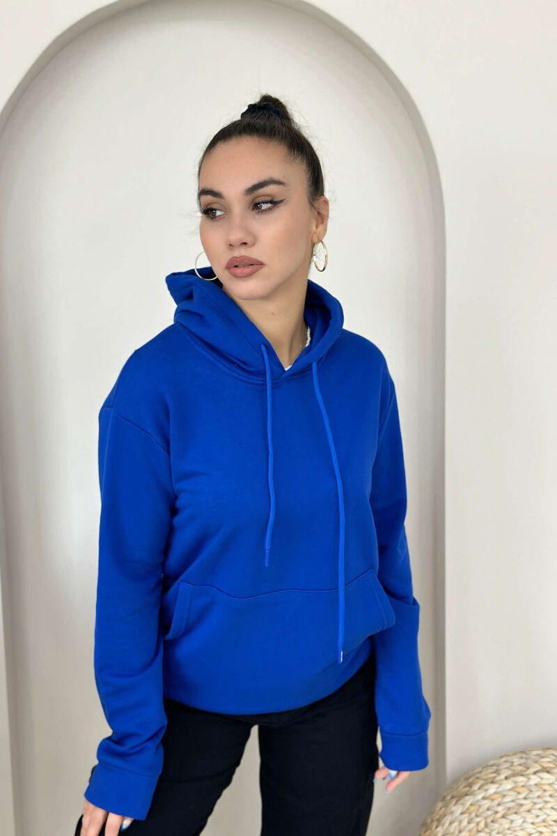 UNISEX ONE COLOR SIMPLE HOODIE BLUE/BLU - 2