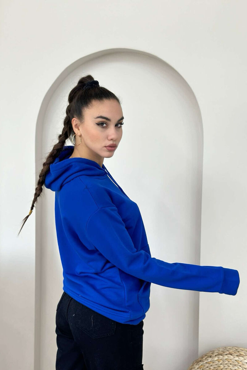 UNISEX ONE COLOR SIMPLE HOODIE BLUE/BLU - 4