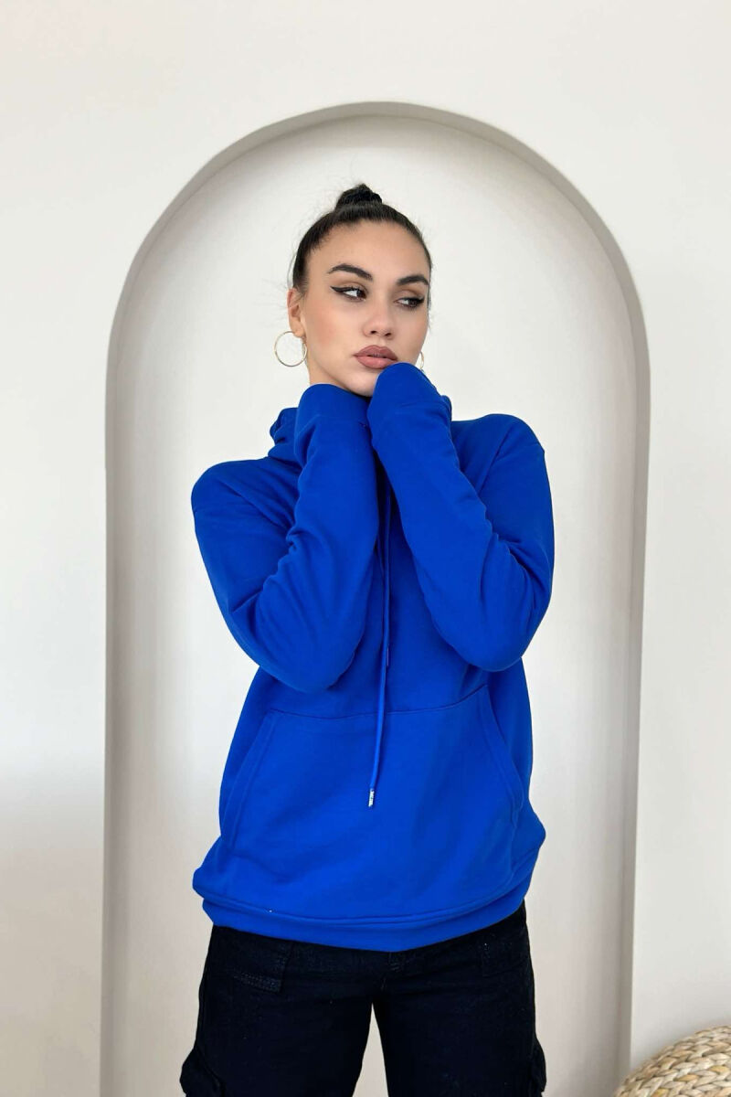 UNISEX ONE COLOR SIMPLE HOODIE BLUE/BLU - 6