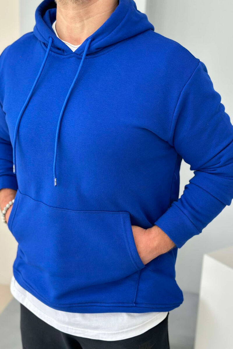 UNISEX ONE COLOR SIMPLE HOODIE BLUE/BLU - 3