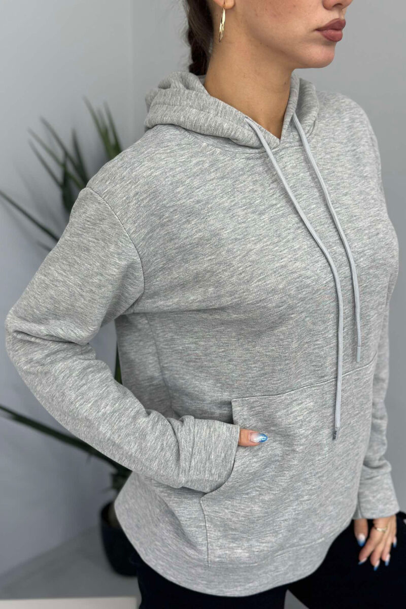 UNISEX ONE COLOR SIMPLE HOODIE GREY/GRI - 5