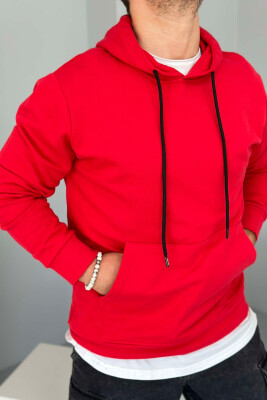 UNISEX ONE COLOR SIMPLE HOODIE RED/E KUQE 