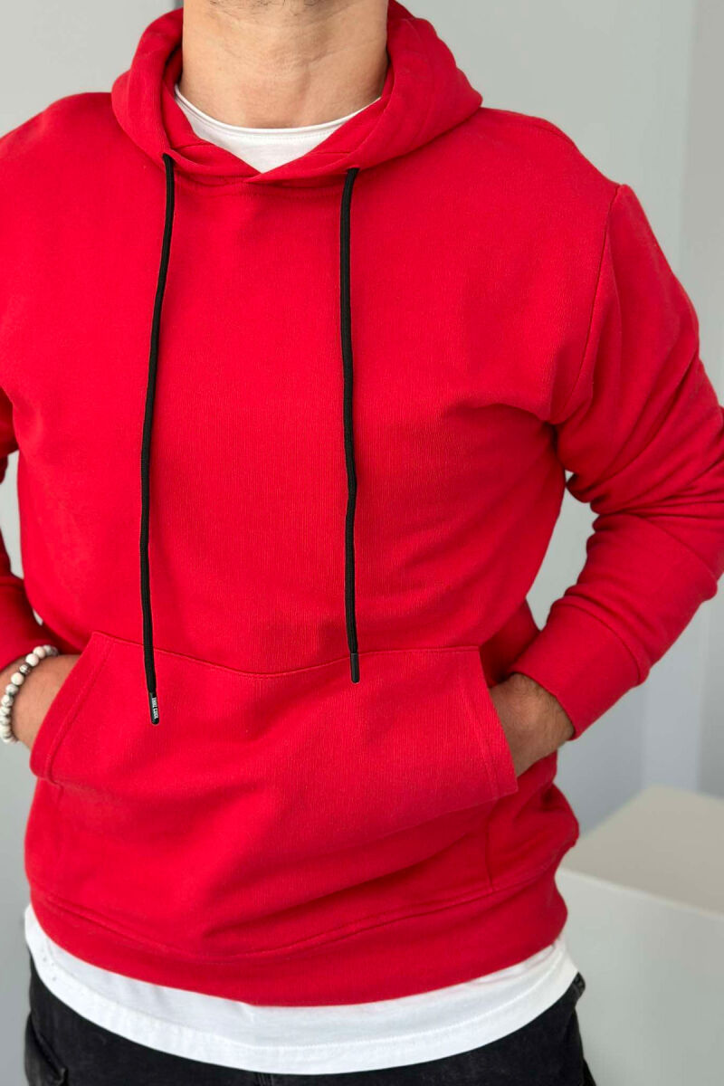 UNISEX ONE COLOR SIMPLE HOODIE RED/E KUQE - 5