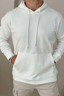 UNISEX ONE COLOR SIMPLE HOODIE WHITE-E BARDHE 