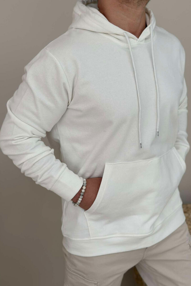 UNISEX ONE COLOR SIMPLE HOODIE WHITE-E BARDHE - 5