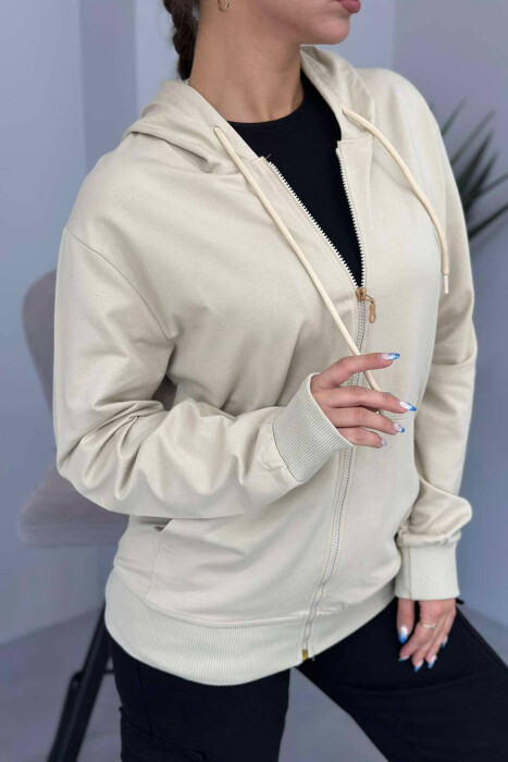 UNISEX ZIPPER SIMPLE JACKETS CREAM/KREM - 4