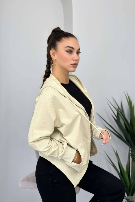 UNISEX ZIPPER SIMPLE JACKETS CREAM/KREM - 5