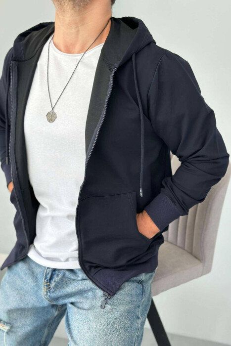 UNISEX ZIPPER SIMPLE JACKETS DARK BLUE/BEE - 5