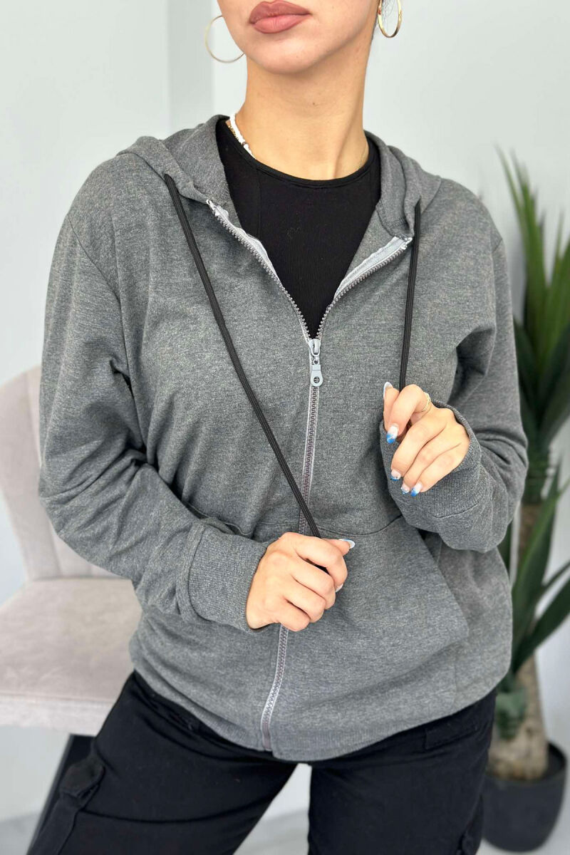 UNISEX ZIPPER SIMPLE JACKETS DARK GREY/GEE - 5