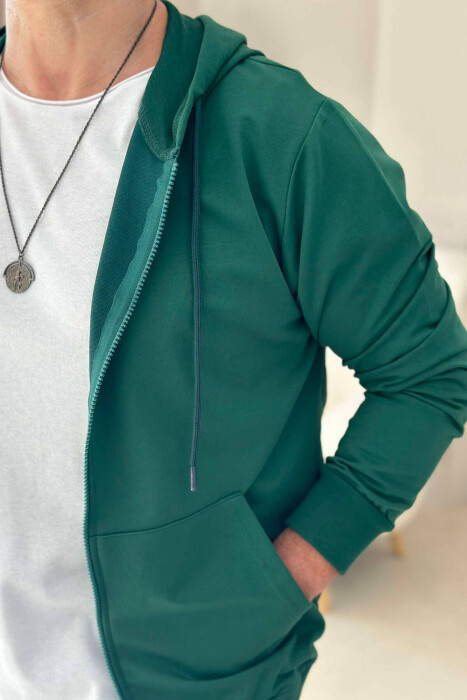 UNISEX ZIPPER SIMPLE JACKETS GREEN/JESHILE - 3