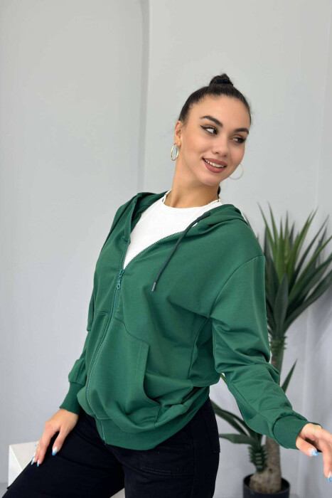 UNISEX ZIPPER SIMPLE JACKETS GREEN/JESHILE - 2