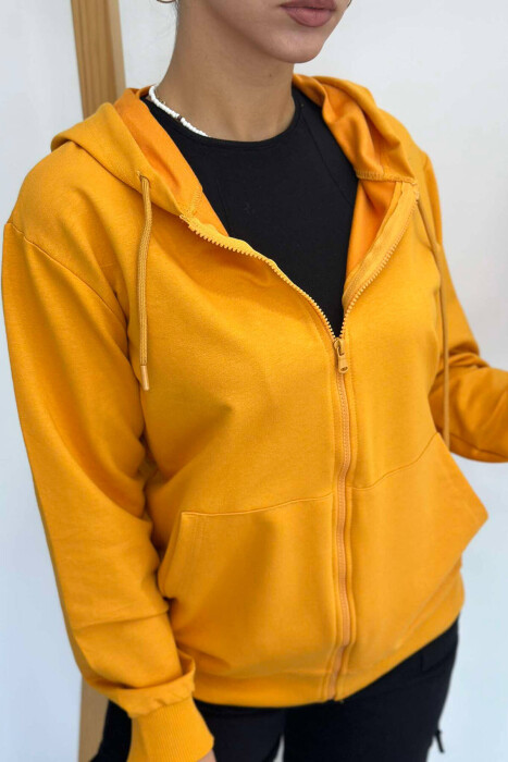 UNISEX ZIPPER SIMPLE JACKETS MUSTARD/MUSTARDE - 4