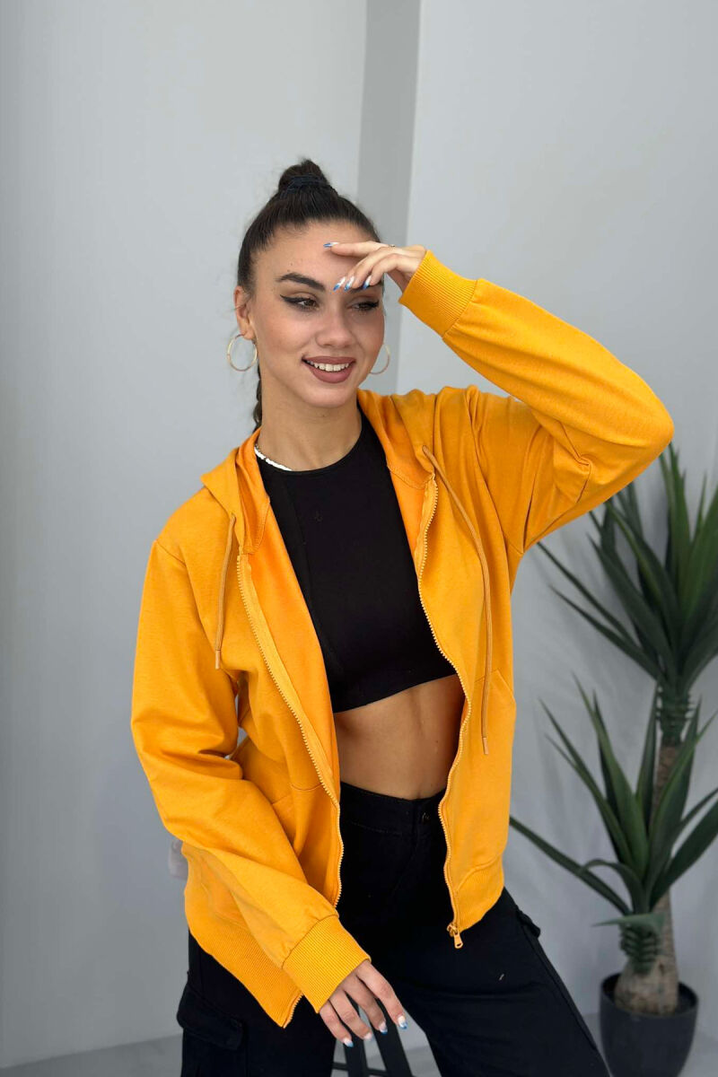 UNISEX ZIPPER SIMPLE JACKETS MUSTARD/MUSTARDE - 6