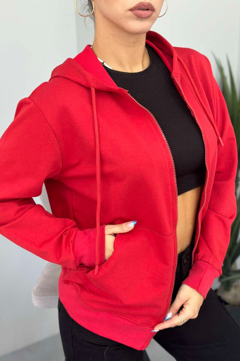 UNISEX ZIPPER SIMPLE JACKETS RED/E KUQE - 7