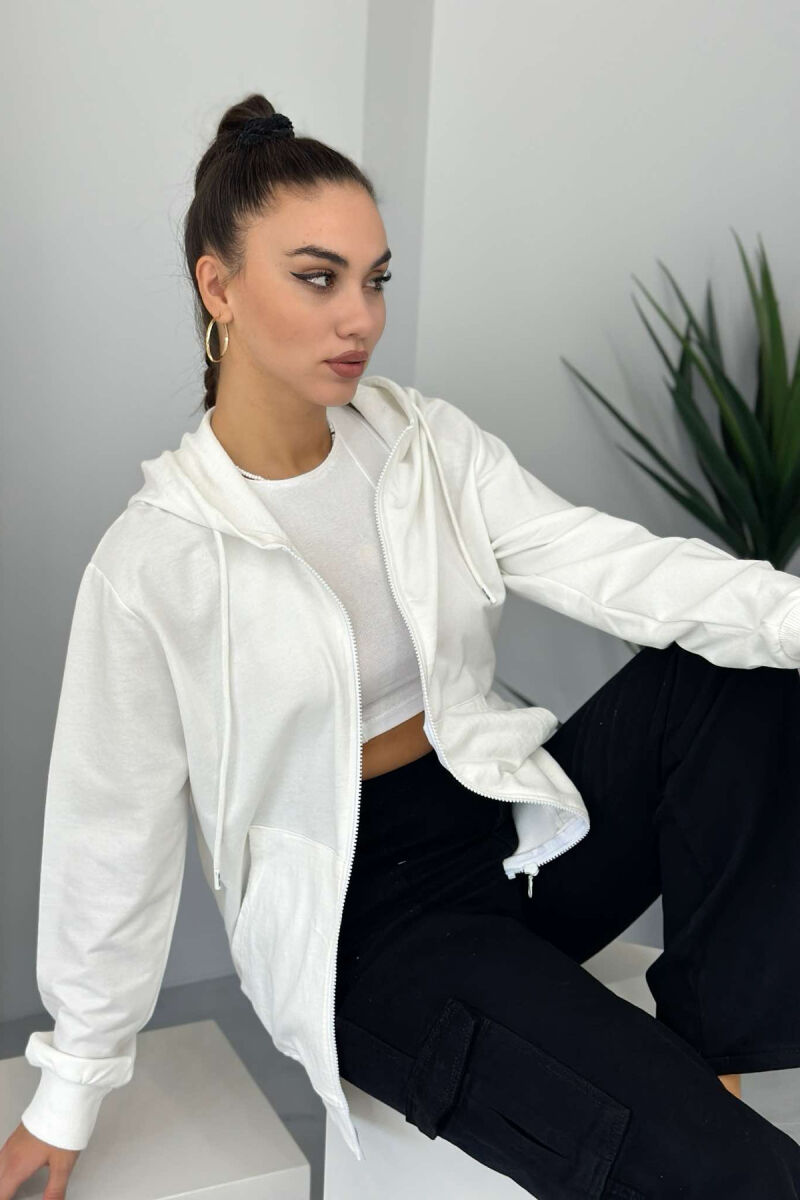 UNISEX ZIPPER SIMPLE JACKETS WHITE-E BARDHE - 2