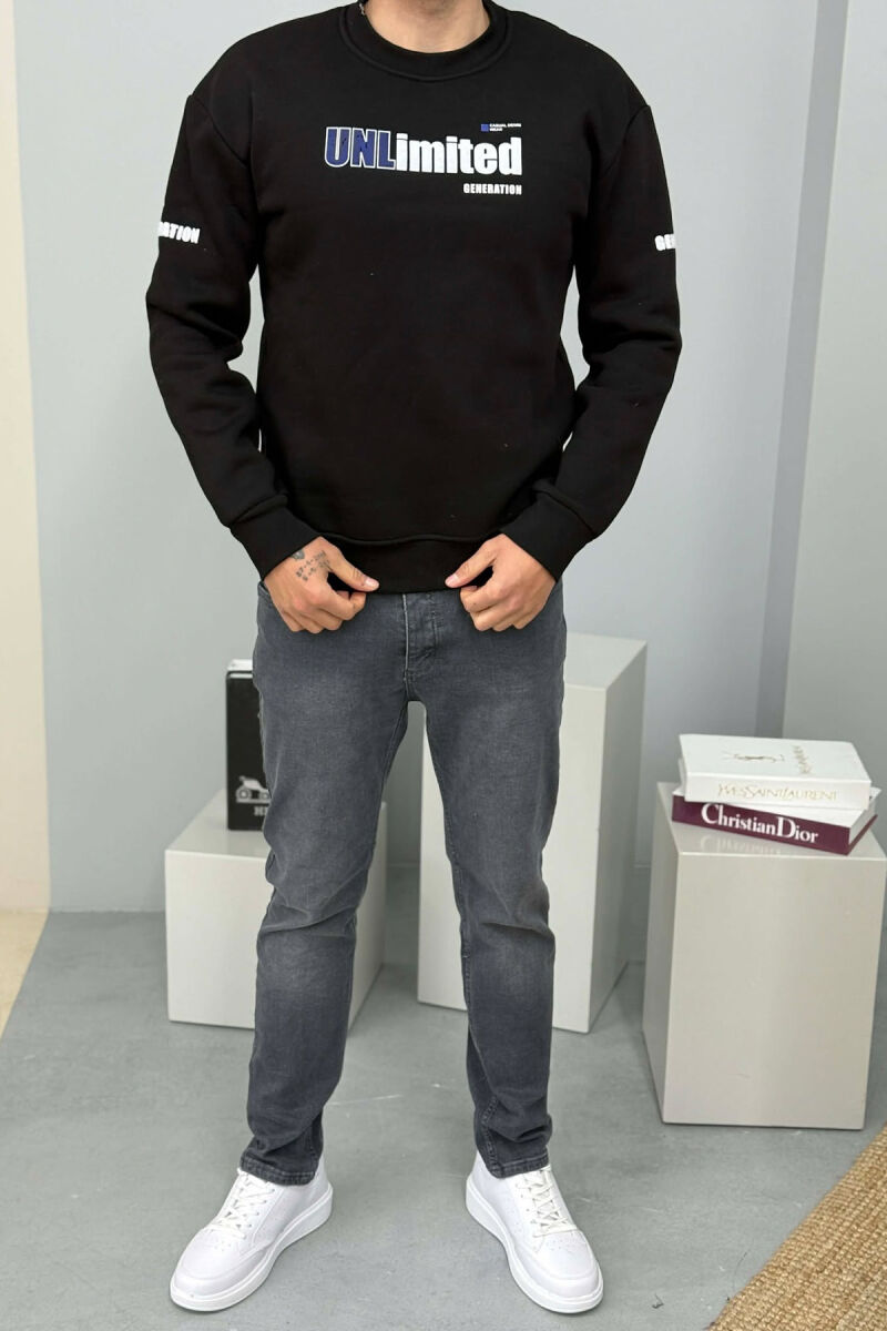 UNLIMITED WRITTING FLUFFY MEN SWEATSHIRT BLACK/ E ZEZE - 1