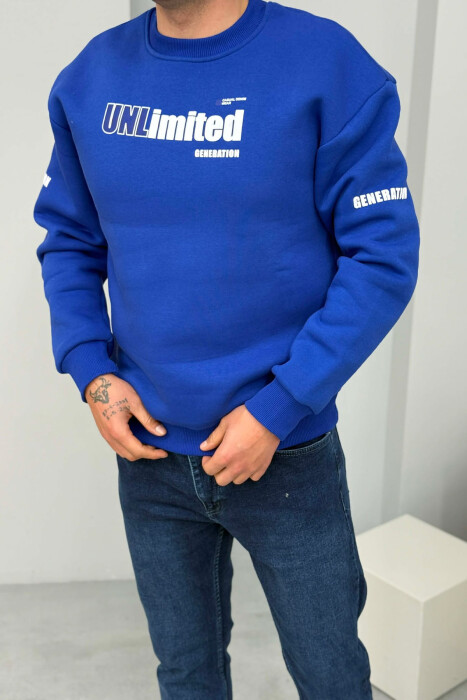 UNLIMITED WRITTING FLUFFY MEN SWEATSHIRT BLUE/BLU - 2