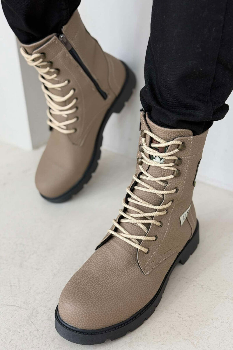 US ARMY LOGO LACE-UP MEN ANKLE BOOTS BEIGE/BEZHE - 4